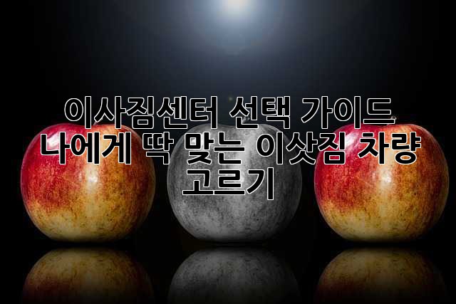 이사짐센터 선택 가이드: 나에게 딱 맞는 이삿짐 차량 고르기
